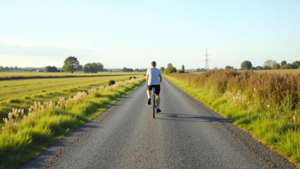 Wide view of the flat paved greenway cycling trail stretching into the distance through open landscape
