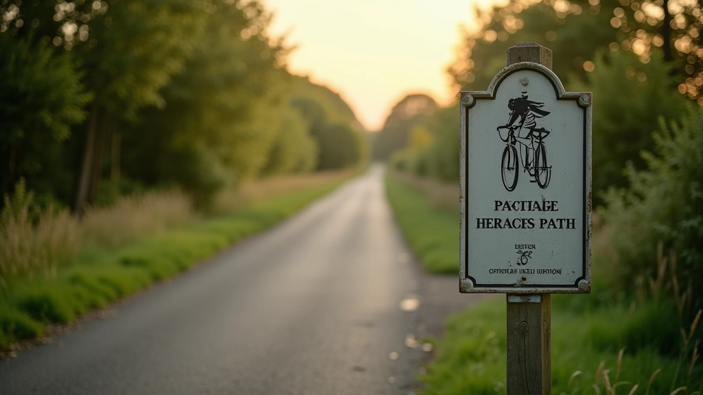 The greenway path starting point at Athlone with heritage railway signage and directional markers